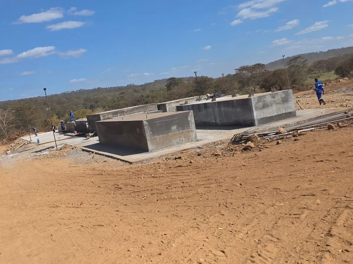 Mass concrete plinths cast